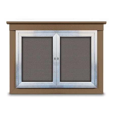United Visual Products 60"x36" 2-Door Enclosed Letterboard, Black Felt/Cherry UV2625O-CHERRY-BLACK